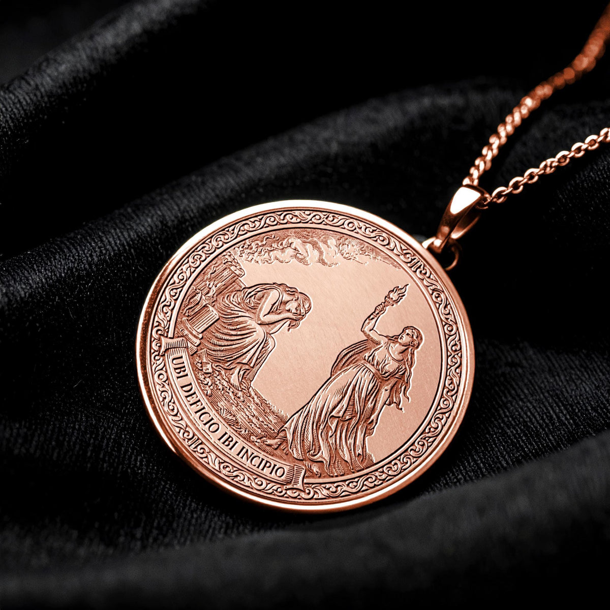 Ubi Deficio Ibi Incipio Pendant , Latin Motto Necklace