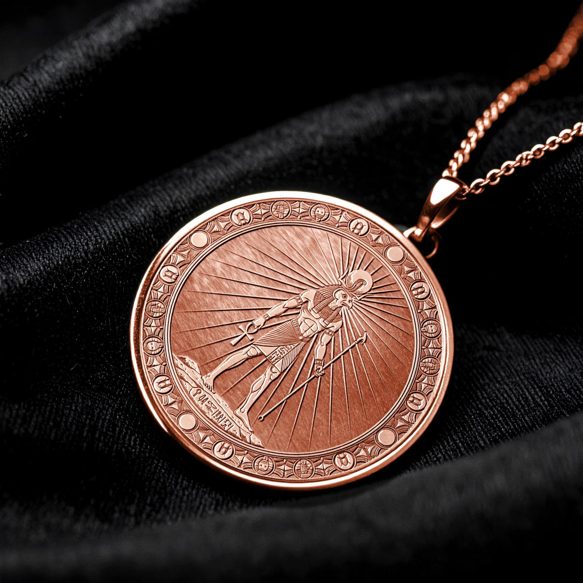 Ra Pendant Necklace: Gold Sun God Medallion, Egyptian Jewelry