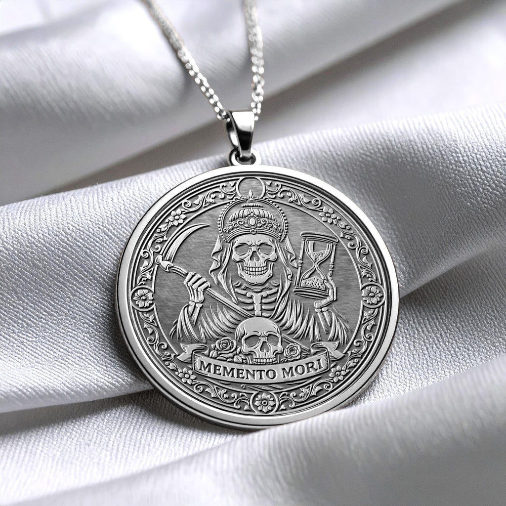 Memento Mori Skull Pendant Necklace, Gothic Necklace, Symbolic Reminder Jewelry