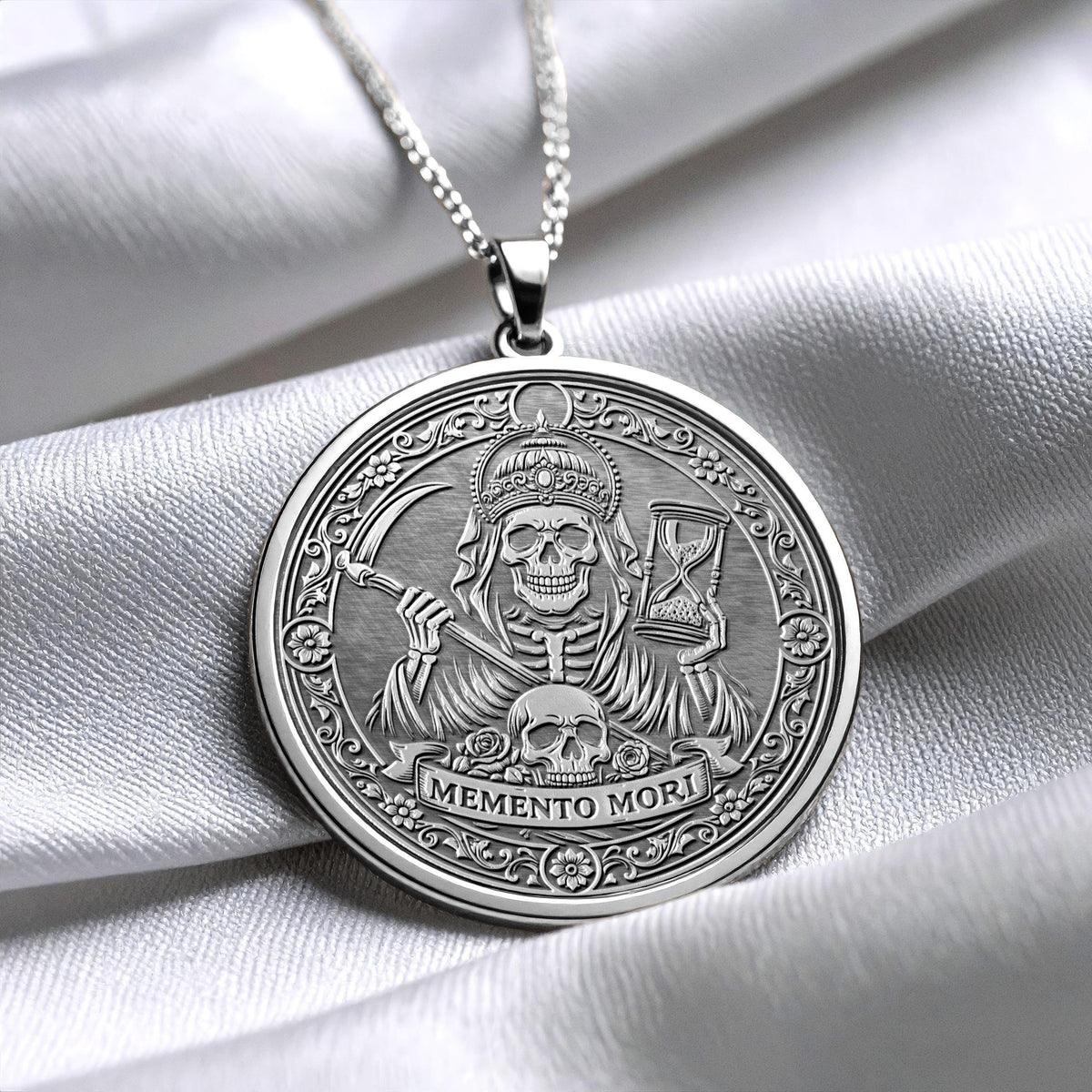 Memento Mori Skull Pendant Necklace, Gothic Necklace, Symbolic Reminder Jewelry