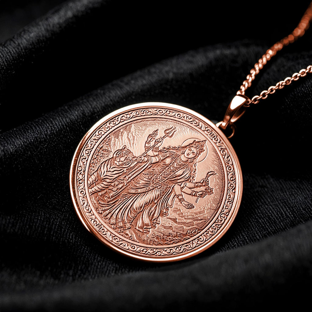 Durga Goddess Pendant Necklace Symbol of Strength