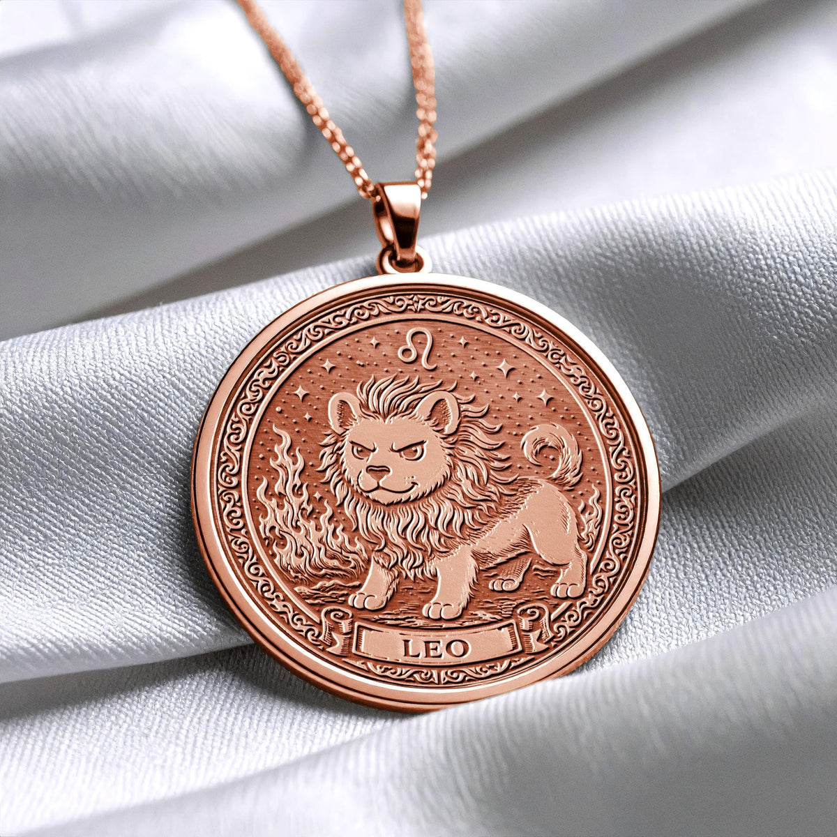 Leo Zodiac Dog Charm Pendant – 14K Gold, Sterling Silver