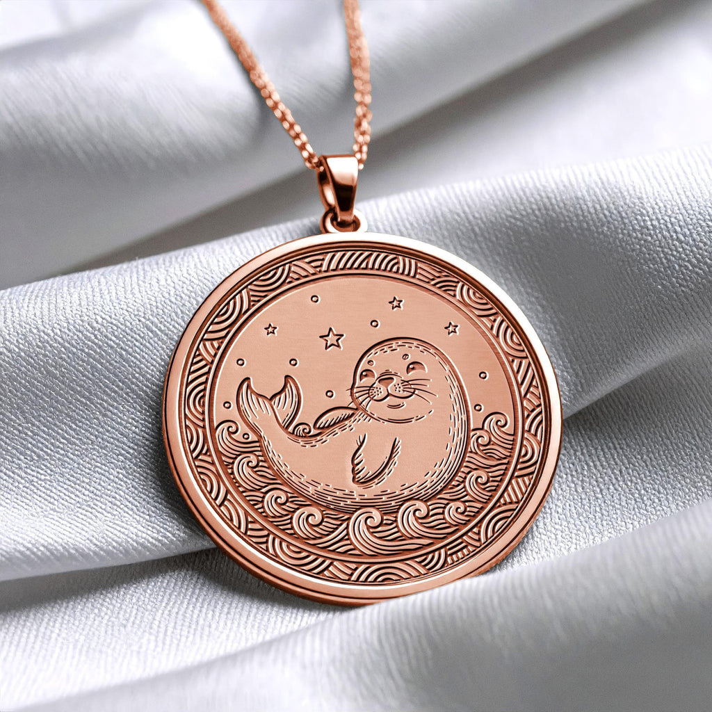 Baby Seal Medallion Necklace – Ocean Animal Charm, Sterling Silver