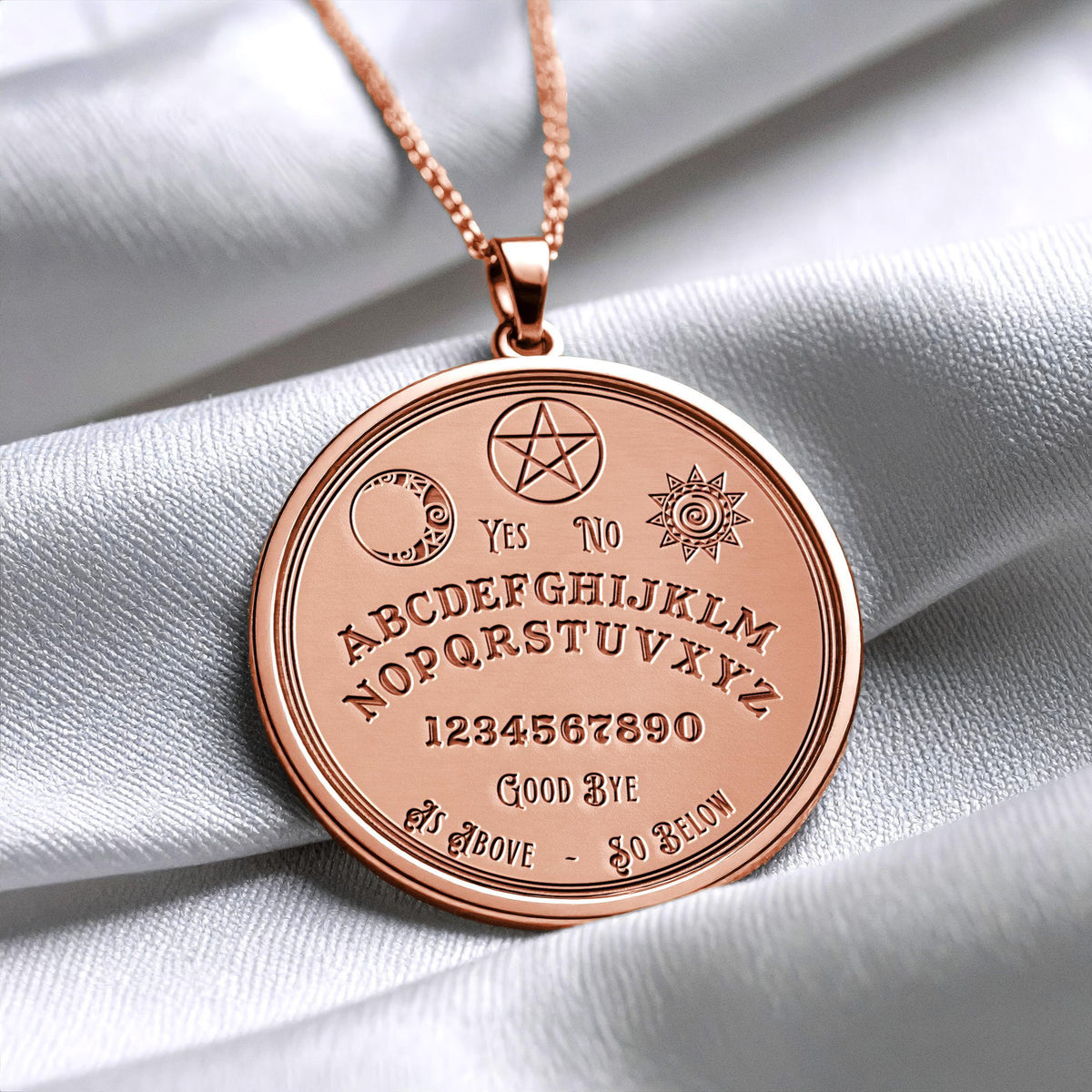 Ouija Spirit Board Pendant Necklace – Occult Divination Necklace with Mystical Design