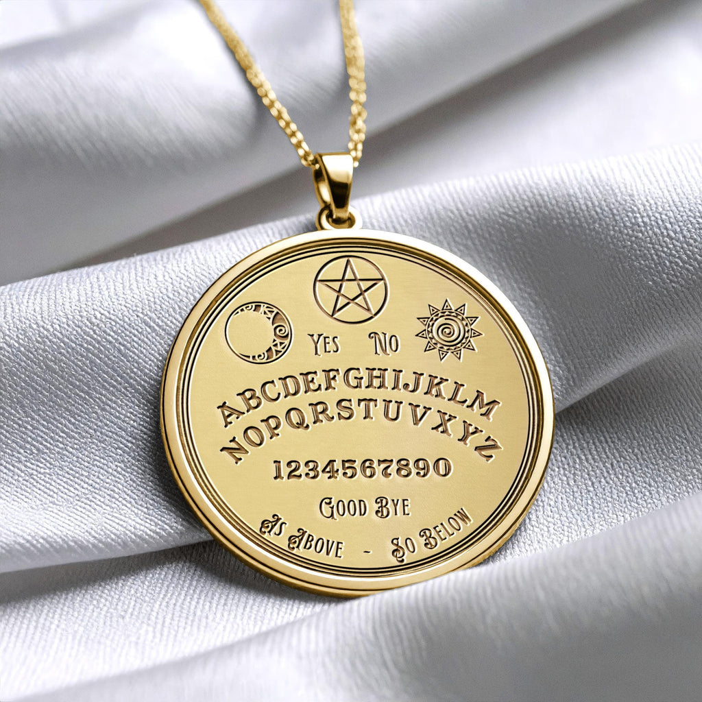 Ouija Spirit Board Pendant Necklace – Occult Divination Necklace with Mystical Design