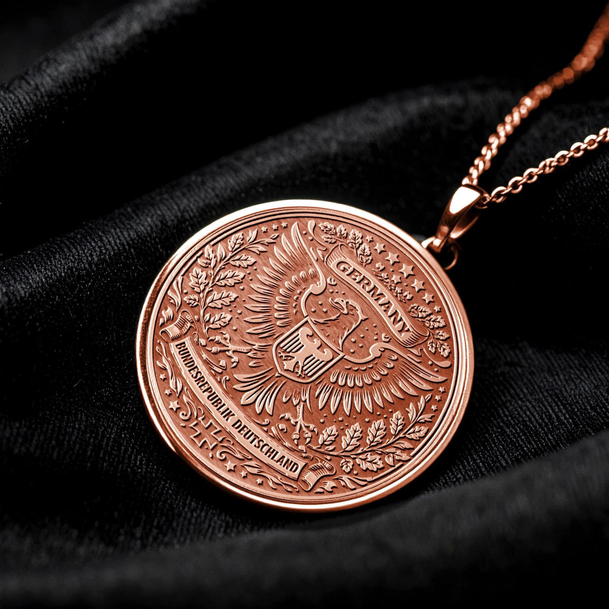 German Bundesadler Eagle Necklace, Strength Heritage Symbol, Gold Plated Pendant