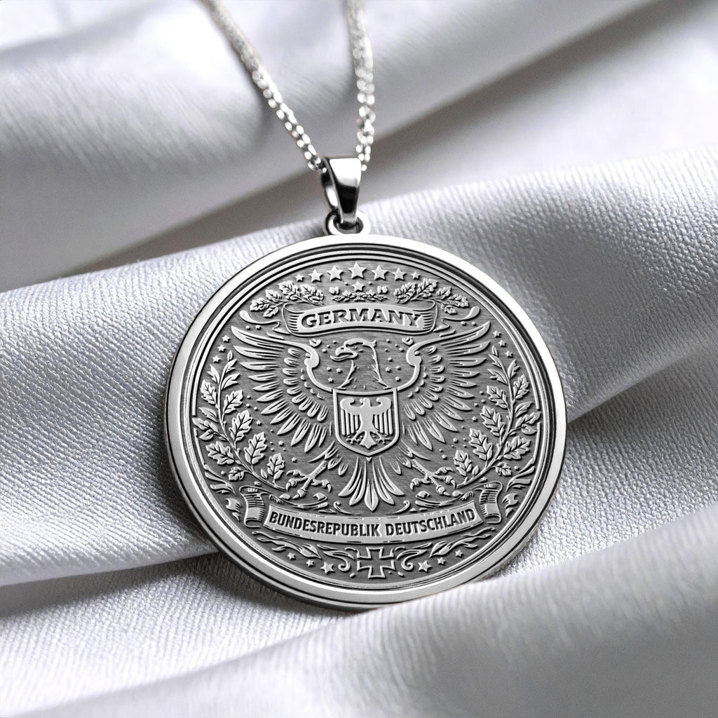 German Bundesadler Eagle Necklace, Strength Heritage Symbol, Gold Plated Pendant