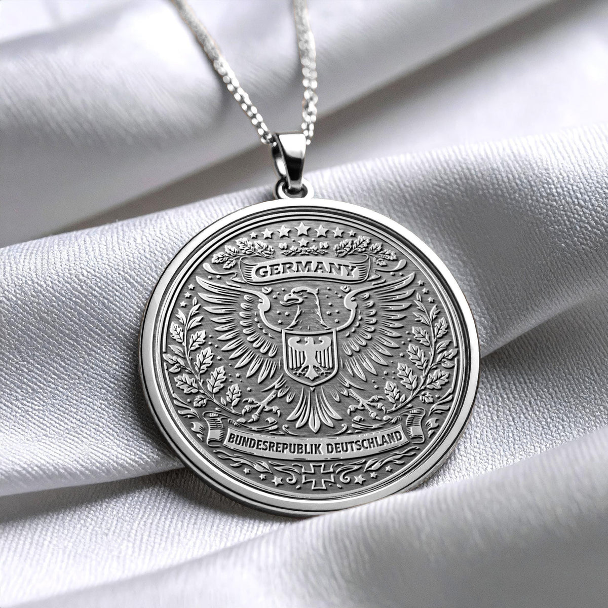 German Bundesadler Eagle Necklace, Strength Heritage Symbol, Gold Plated Pendant