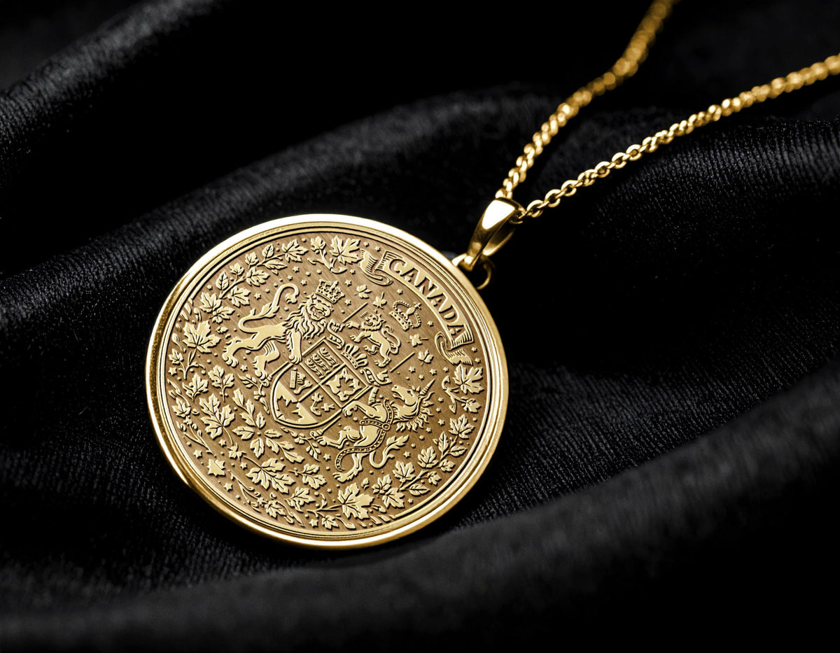 Canadian Royal Crest Necklace, Historic Heritage Symbol Pendant, Classic Style