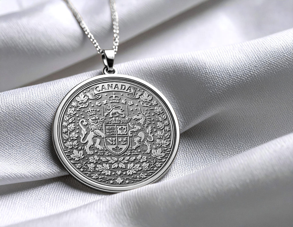 Canadian Royal Crest Necklace, Historic Heritage Symbol Pendant, Classic Style
