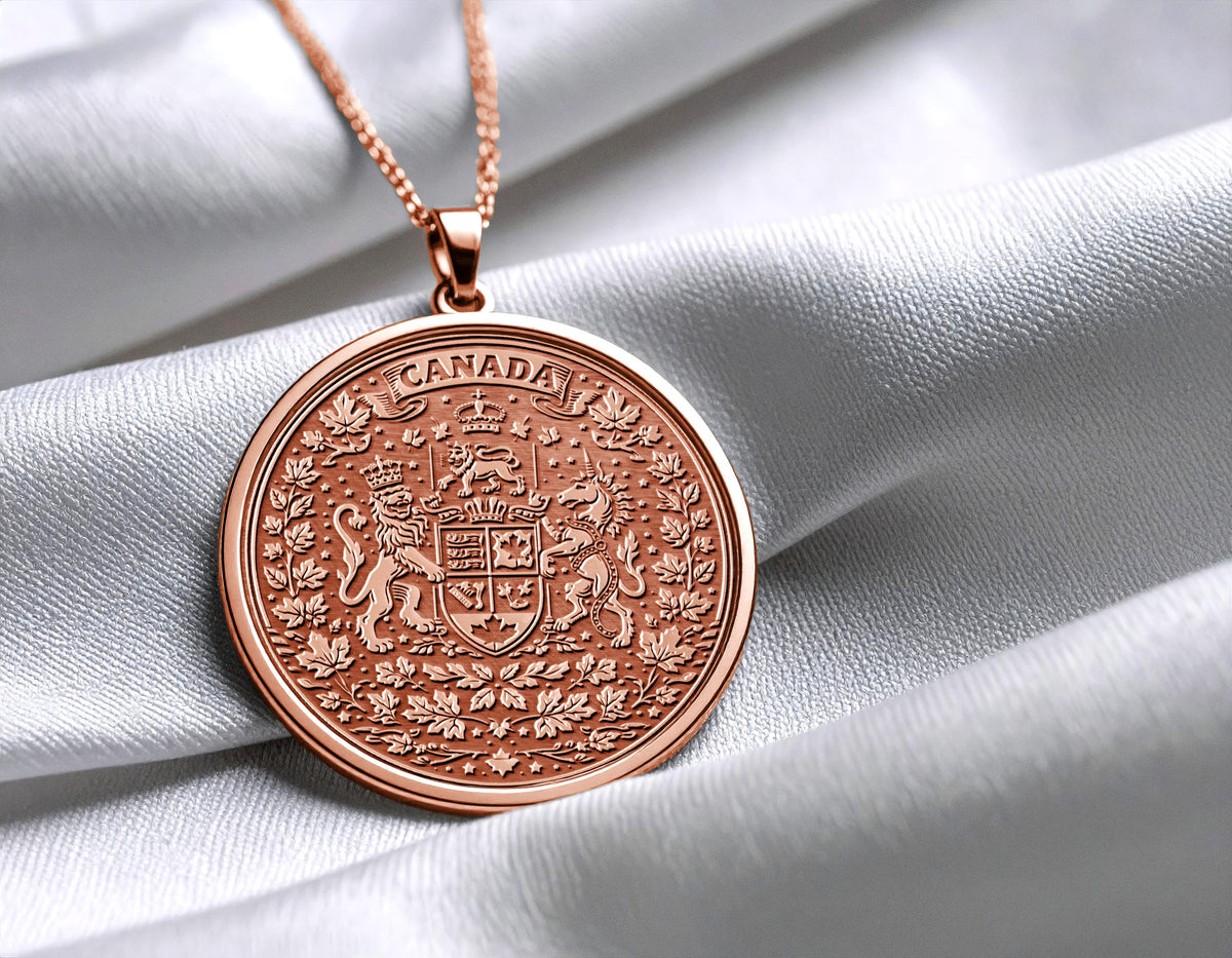 Canadian Royal Crest Necklace, Historic Heritage Symbol Pendant, Classic Style