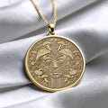 Gold Mushroom Face Necklace, - Psychedelic Mushroom Pendant