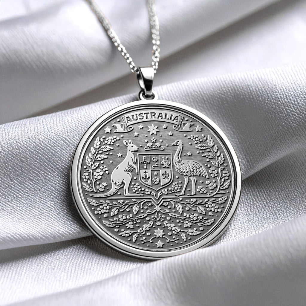 Australia Coat of Arms Necklace with Engraving – Meaningful Australian Pride Gift