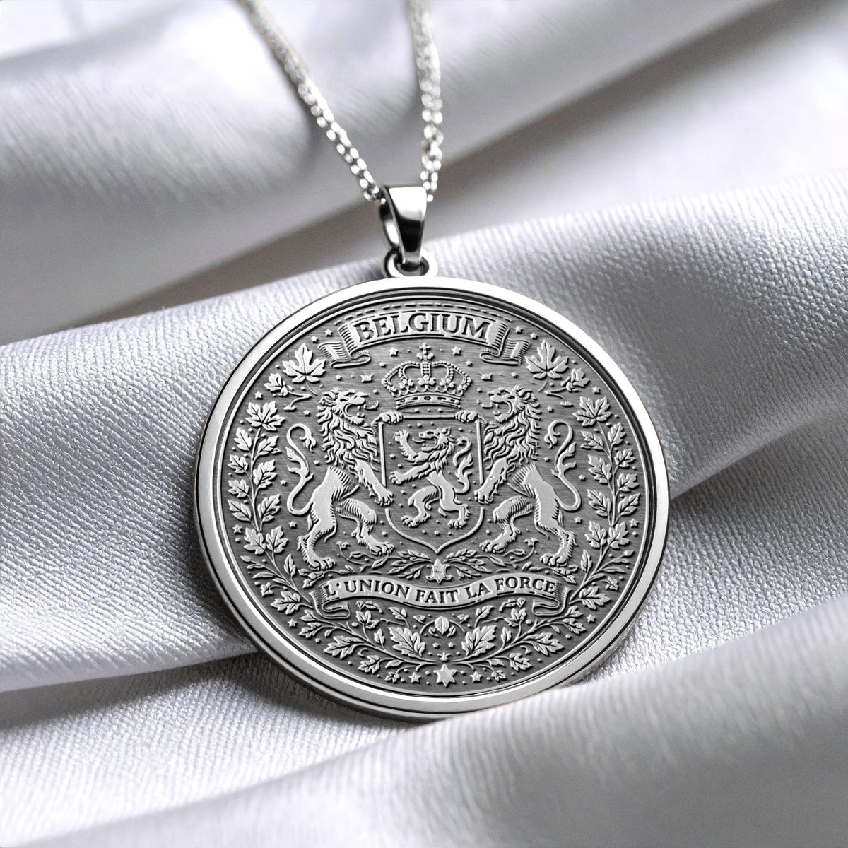 Belgium Coat of Arms Necklace with Engraving – A Symbol of Belgian Pride and Heritage