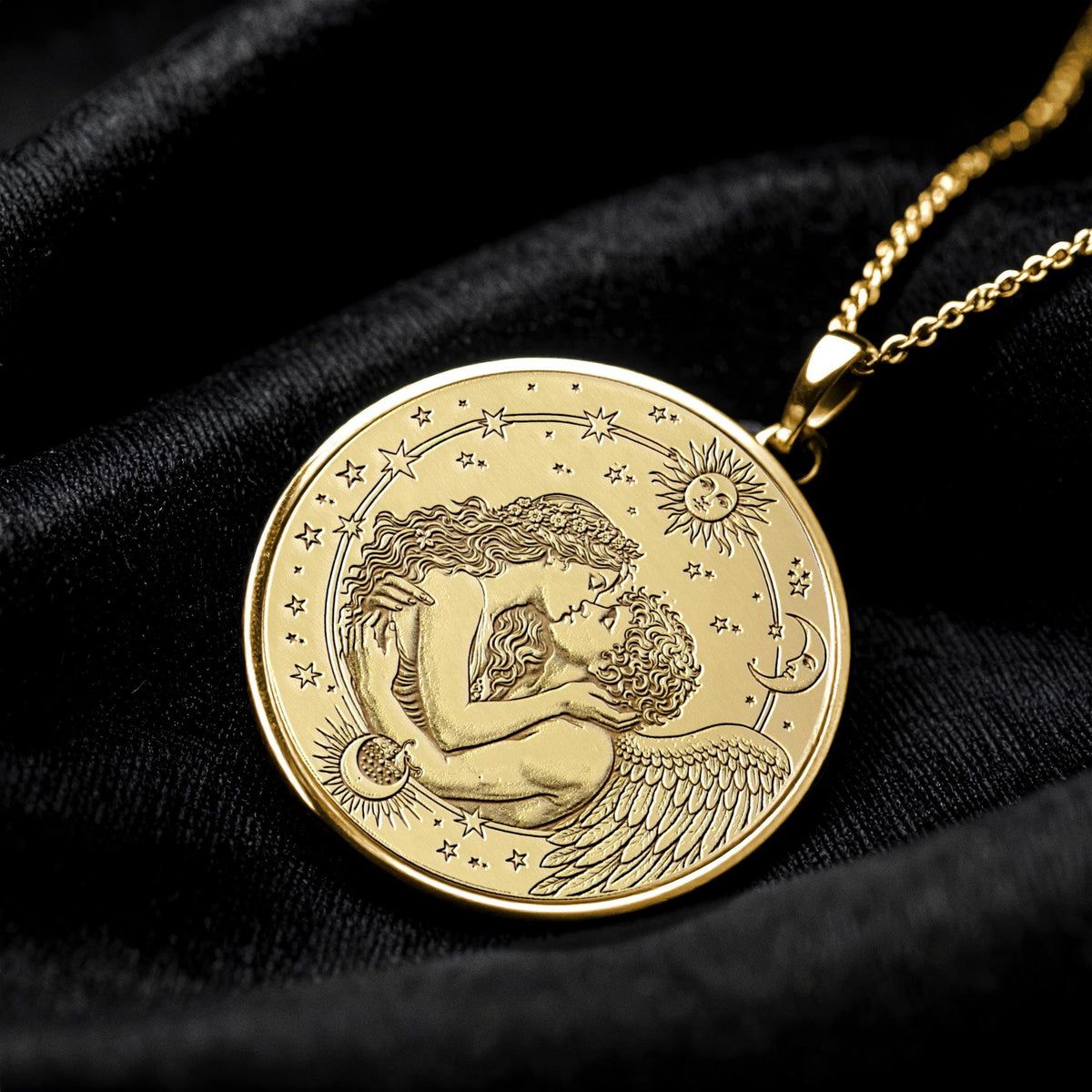 Eros Pendant Necklace with Cupid Design, Romantic Greek Mythology Pendant