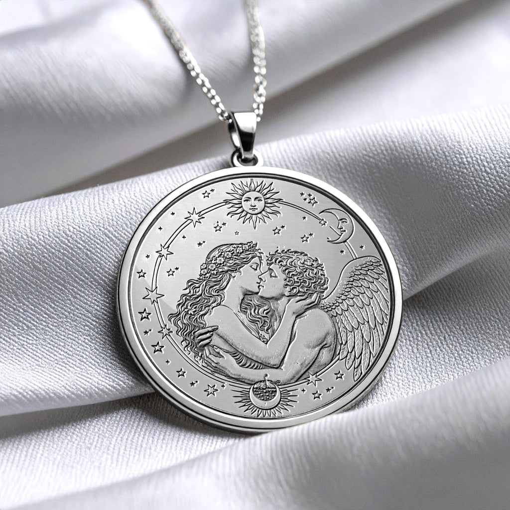 Eros Pendant Necklace with Cupid Design, Romantic Greek Mythology Pendant