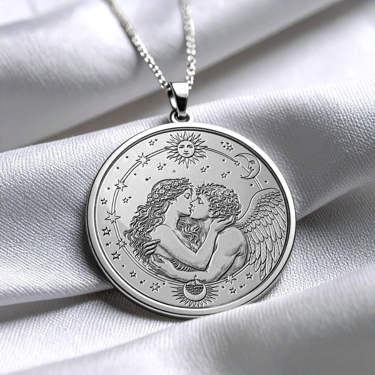 Eros Pendant Necklace with Cupid Design, Romantic Greek Mythology Pendant