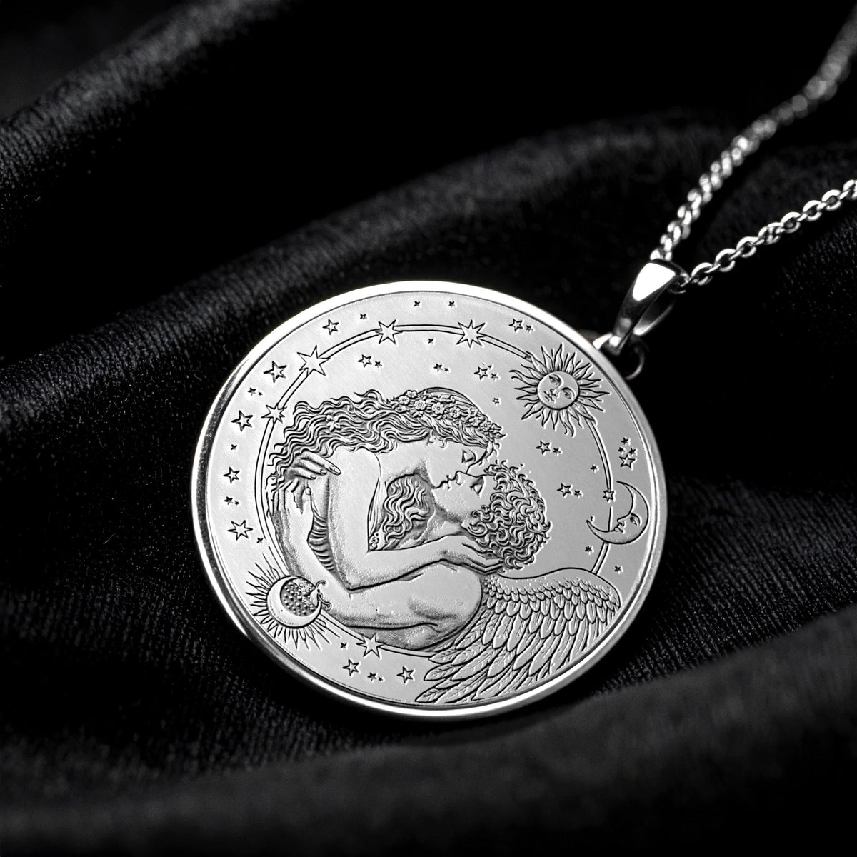 Eros Pendant Necklace with Cupid Design, Romantic Greek Mythology Pendant
