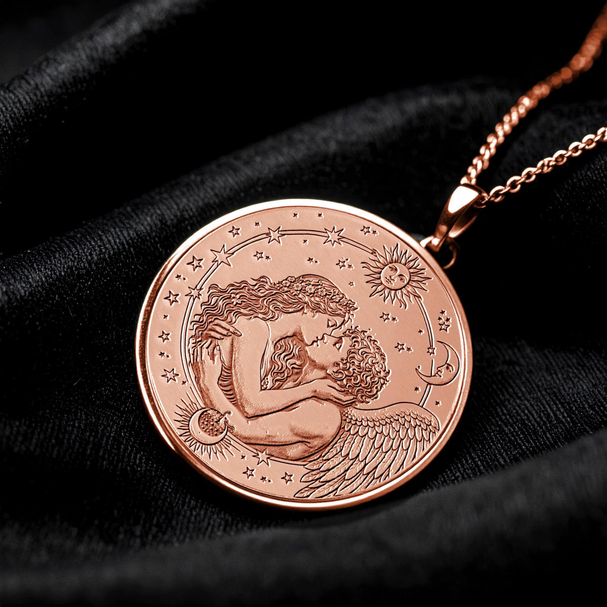 Eros Pendant Necklace with Cupid Design, Romantic Greek Mythology Pendant