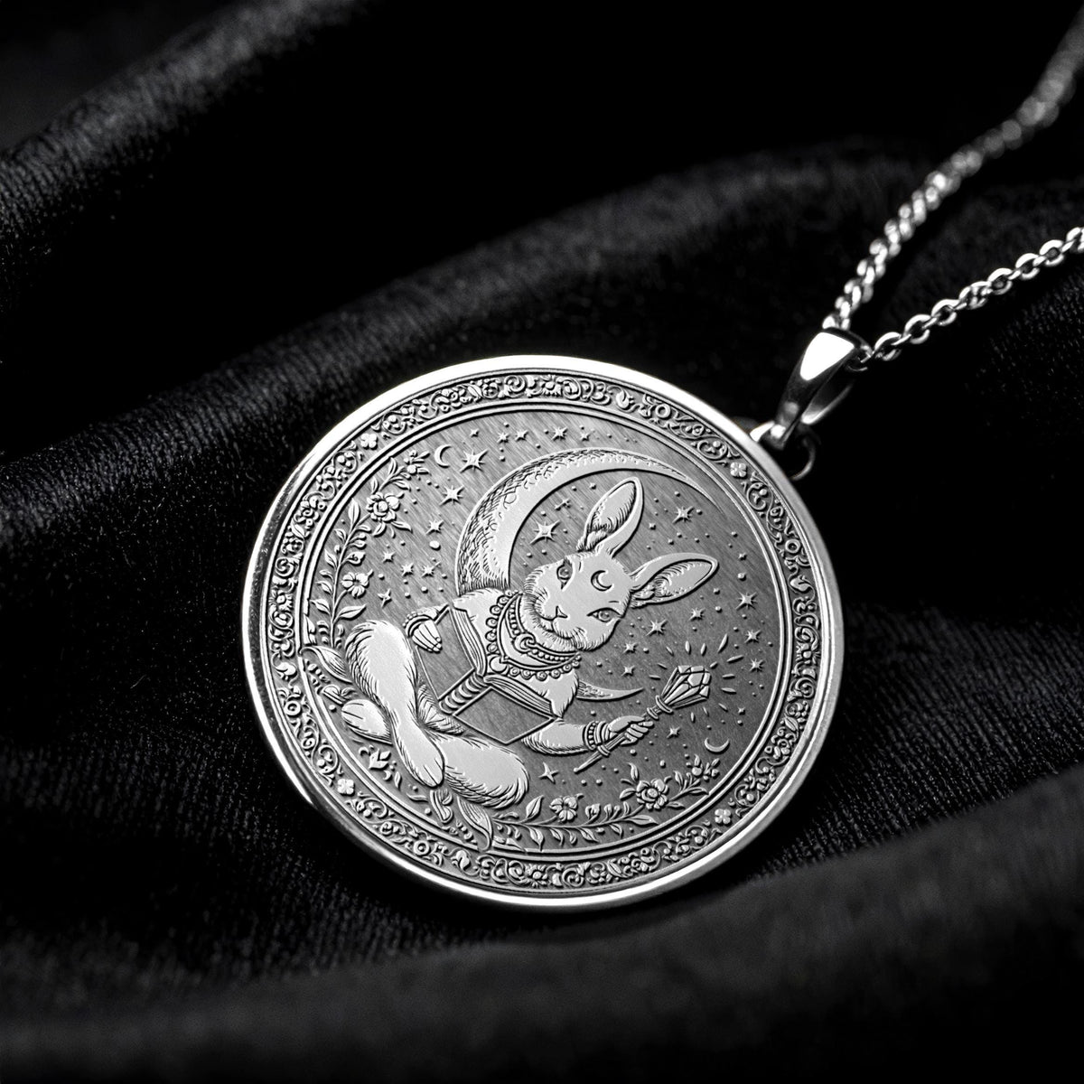 Moon Rabbit Necklace: Celestial Book Lover Pendant