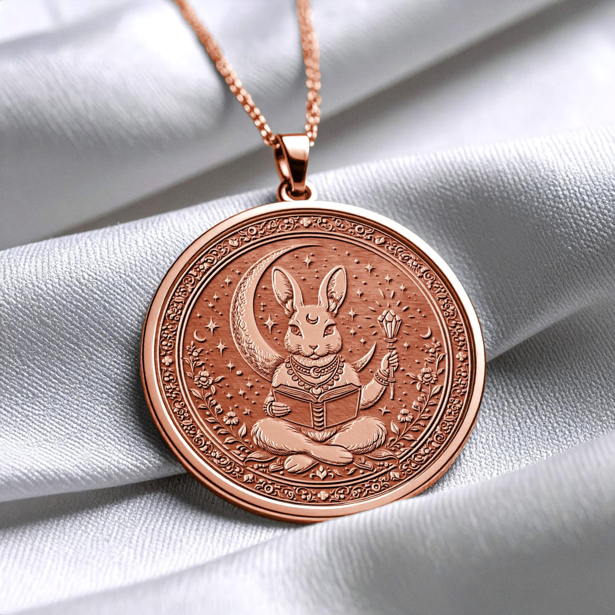 Moon Rabbit Necklace: Celestial Book Lover Pendant