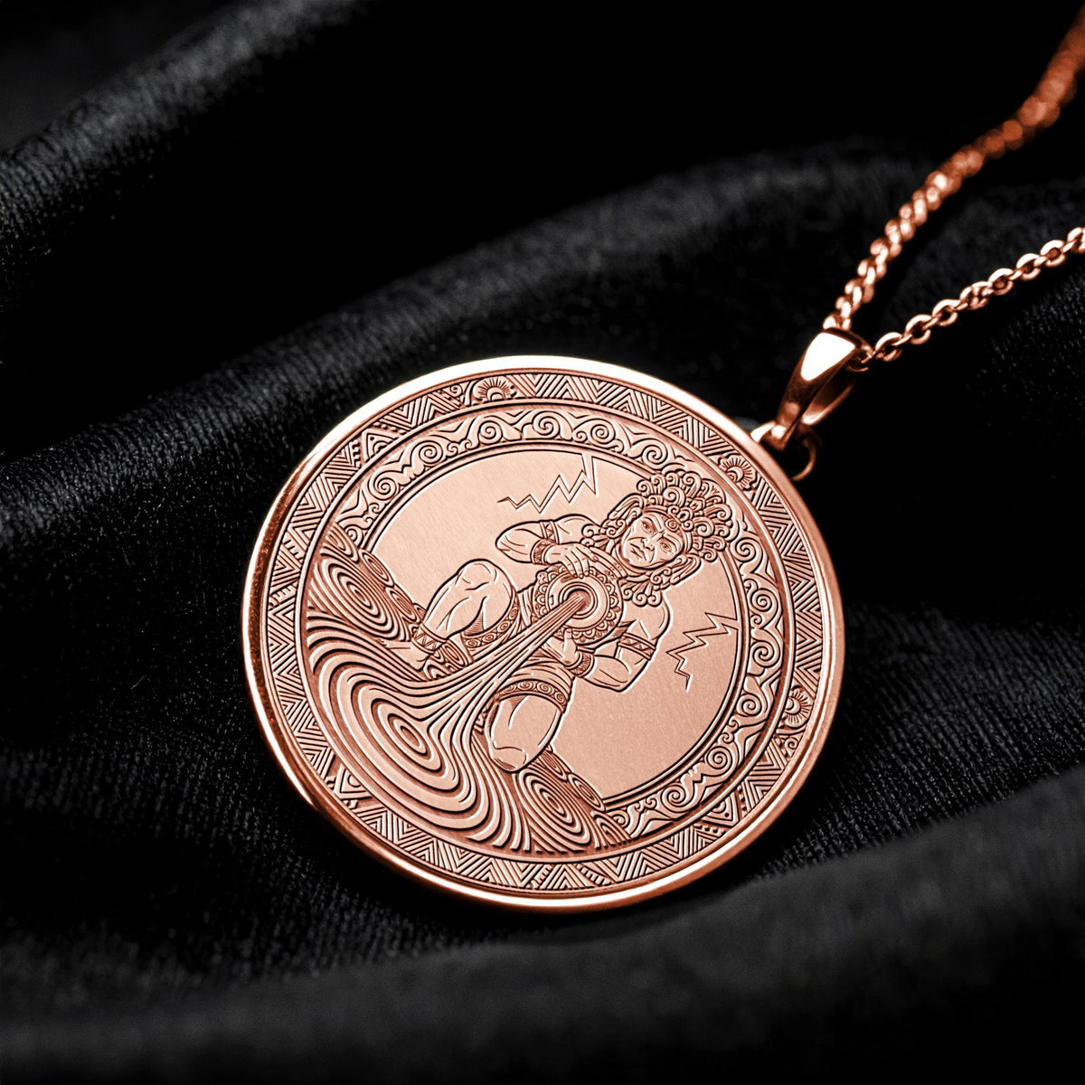 Tlaloc Pendant : Gold Aztec God Jewelry , Rain God Necklace