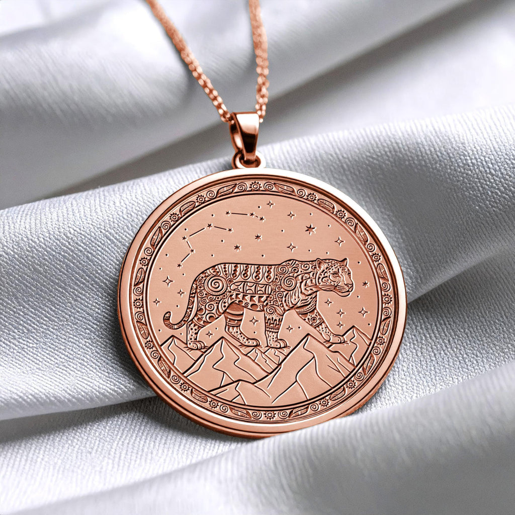 Aztec Jaguar Coin Pendant – Sterling Silver or Gold Totem Necklace