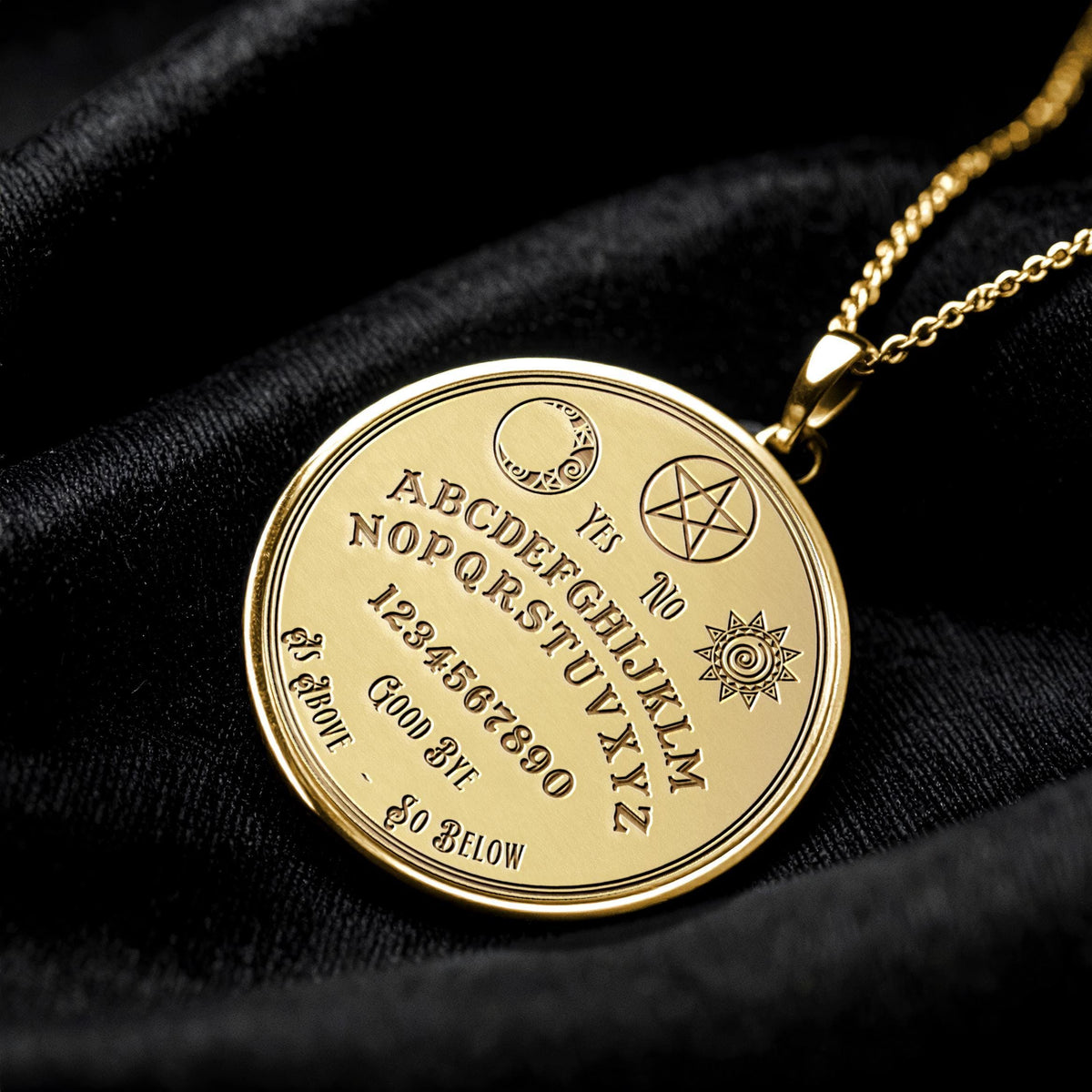 Ouija Spirit Board Pendant Necklace – Occult Divination Necklace with Mystical Design