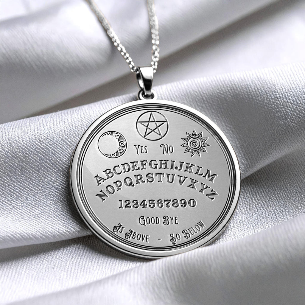 Ouija Spirit Board Pendant Necklace – Occult Divination Necklace with Mystical Design