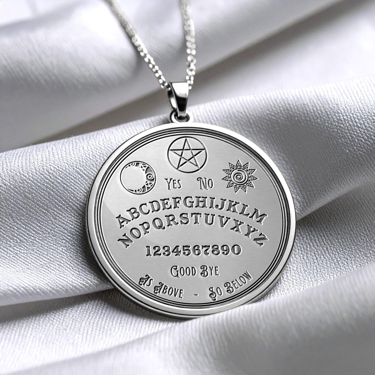 Ouija Spirit Board Pendant Necklace – Occult Divination Necklace with Mystical Design