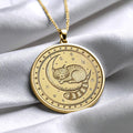 Moon Cat Medallion Necklace – Mystic Sleeping Feline Pendant