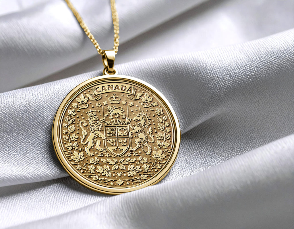 Canadian Royal Crest Necklace, Historic Heritage Symbol Pendant, Classic Style