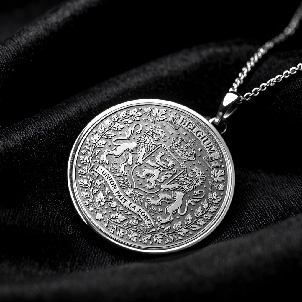Belgium Coat of Arms Necklace with Engraving – A Symbol of Belgian Pride and Heritage