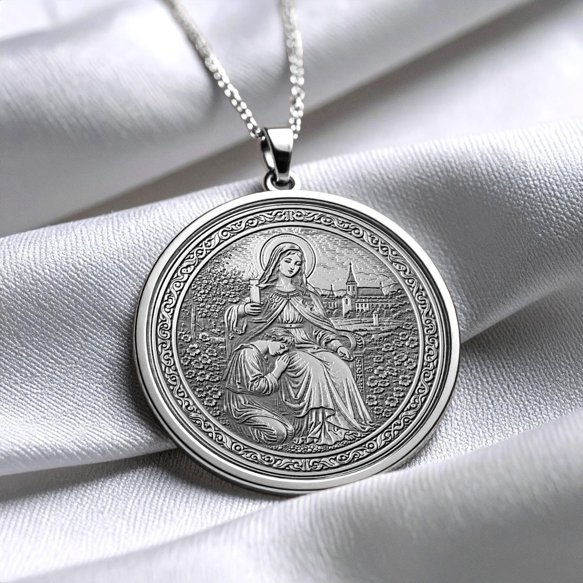 Saint Genevieve Pendant Necklace – Protection, Faith & Devotion