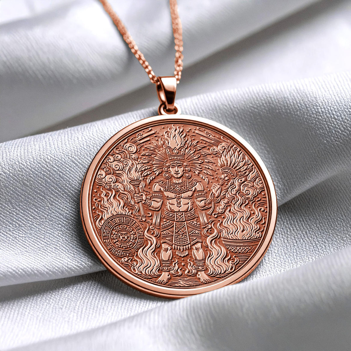 Xiuhtecuhtli Pendant Necklace – Fire, Time & Sacred Energy