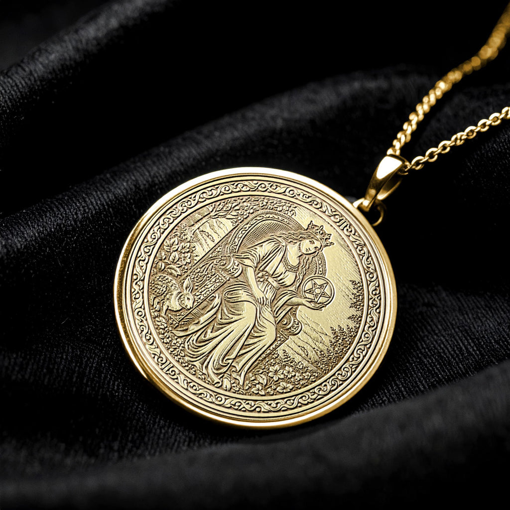Queen of Pentacles Pendant Necklace – Abundance, Nurturing & Grounded Power
