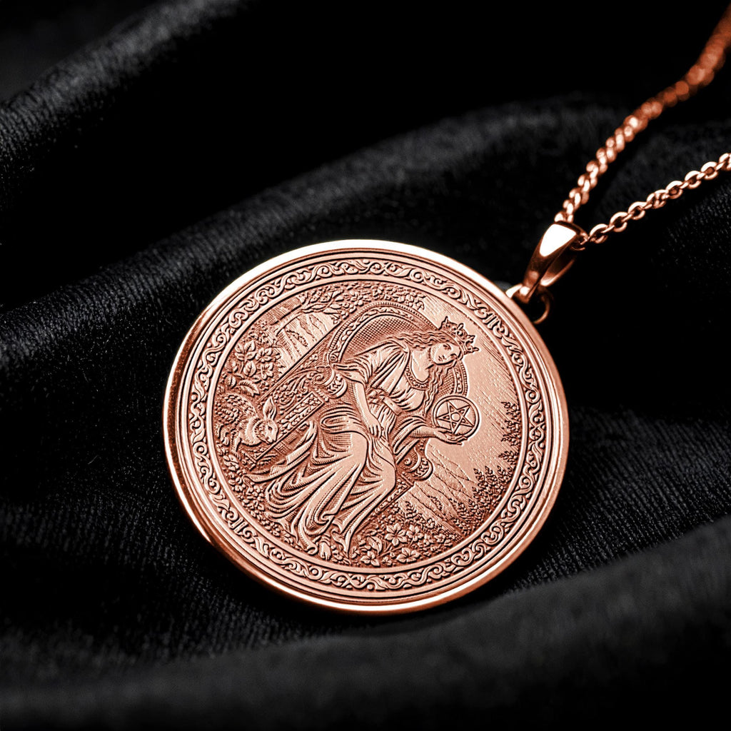 Queen of Pentacles Pendant Necklace – Abundance, Nurturing & Grounded Power