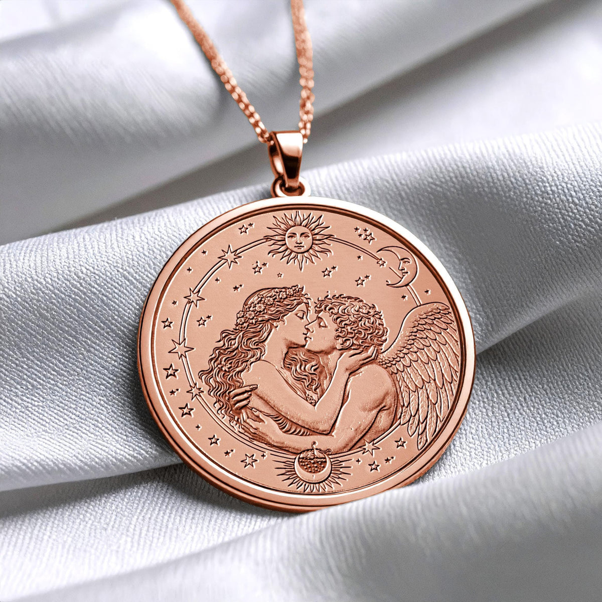 Eros Pendant Necklace with Cupid Design, Romantic Greek Mythology Pendant