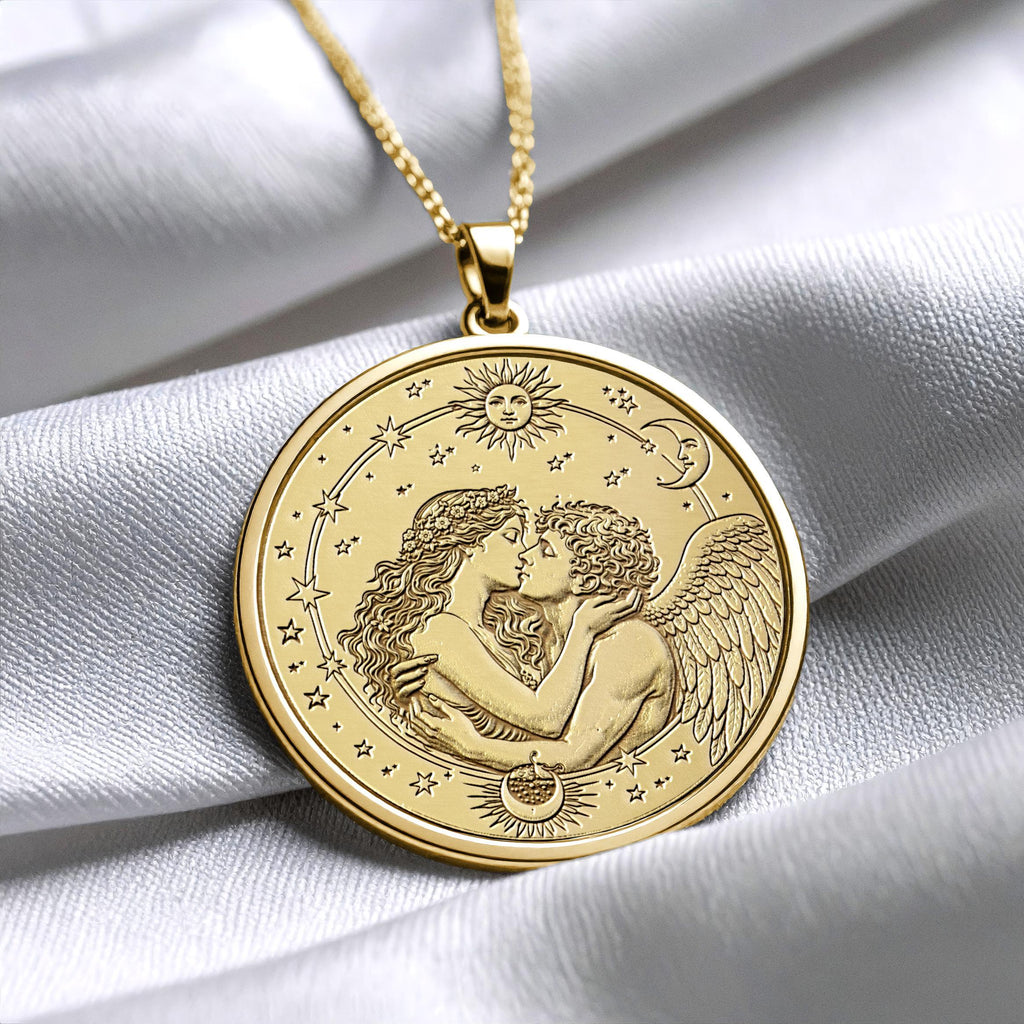 Eros Pendant Necklace with Cupid Design, Romantic Greek Mythology Pendant