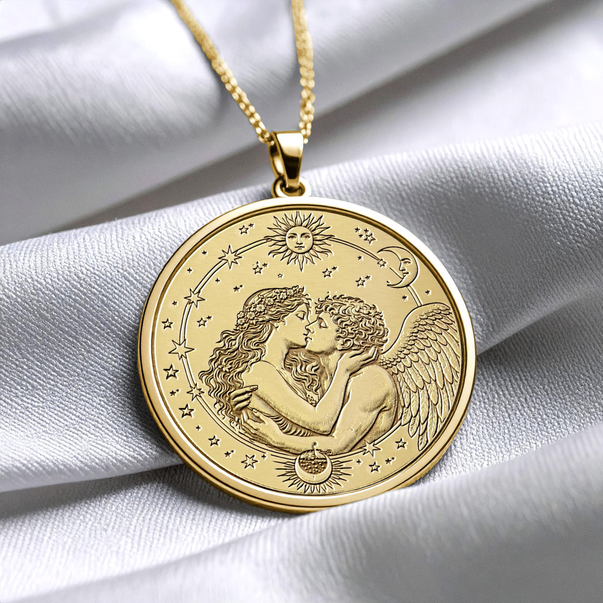 Eros Pendant Necklace with Cupid Design, Romantic Greek Mythology Pendant