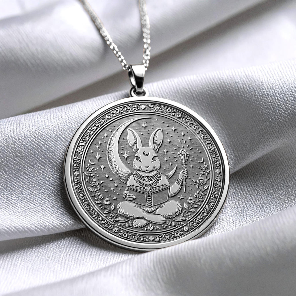 Moon Rabbit Necklace: Celestial Book Lover Pendant