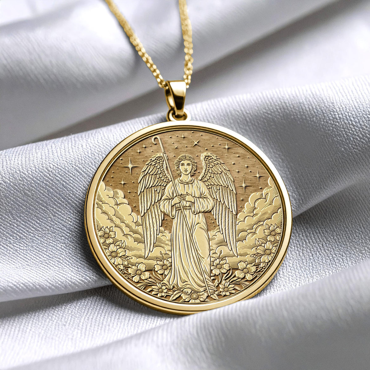 Archangel Raphael Necklace, Faith and Protection Symbol,