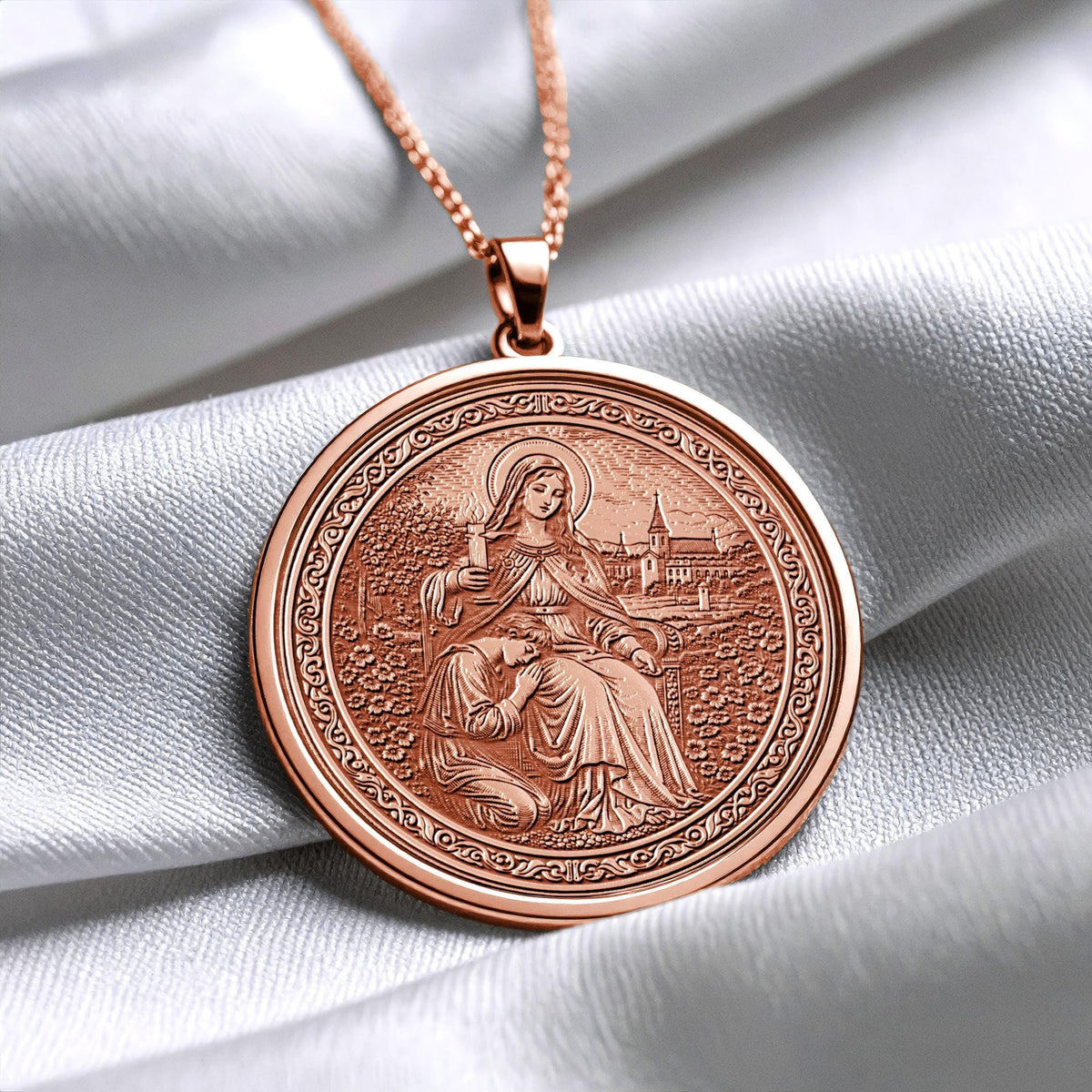 Saint Genevieve Pendant Necklace – Protection, Faith & Devotion