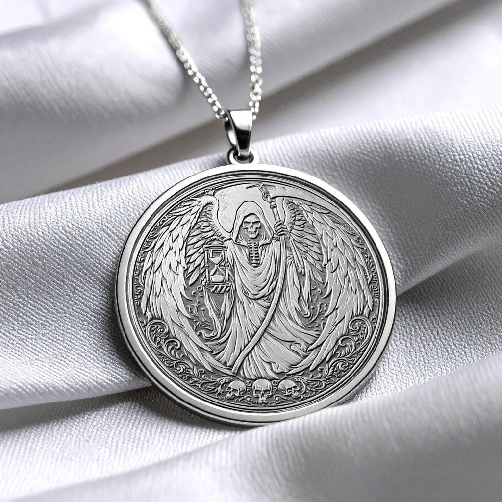 Grim Reaper Angel Pendant Necklace – Mortality, Protection & Transformation