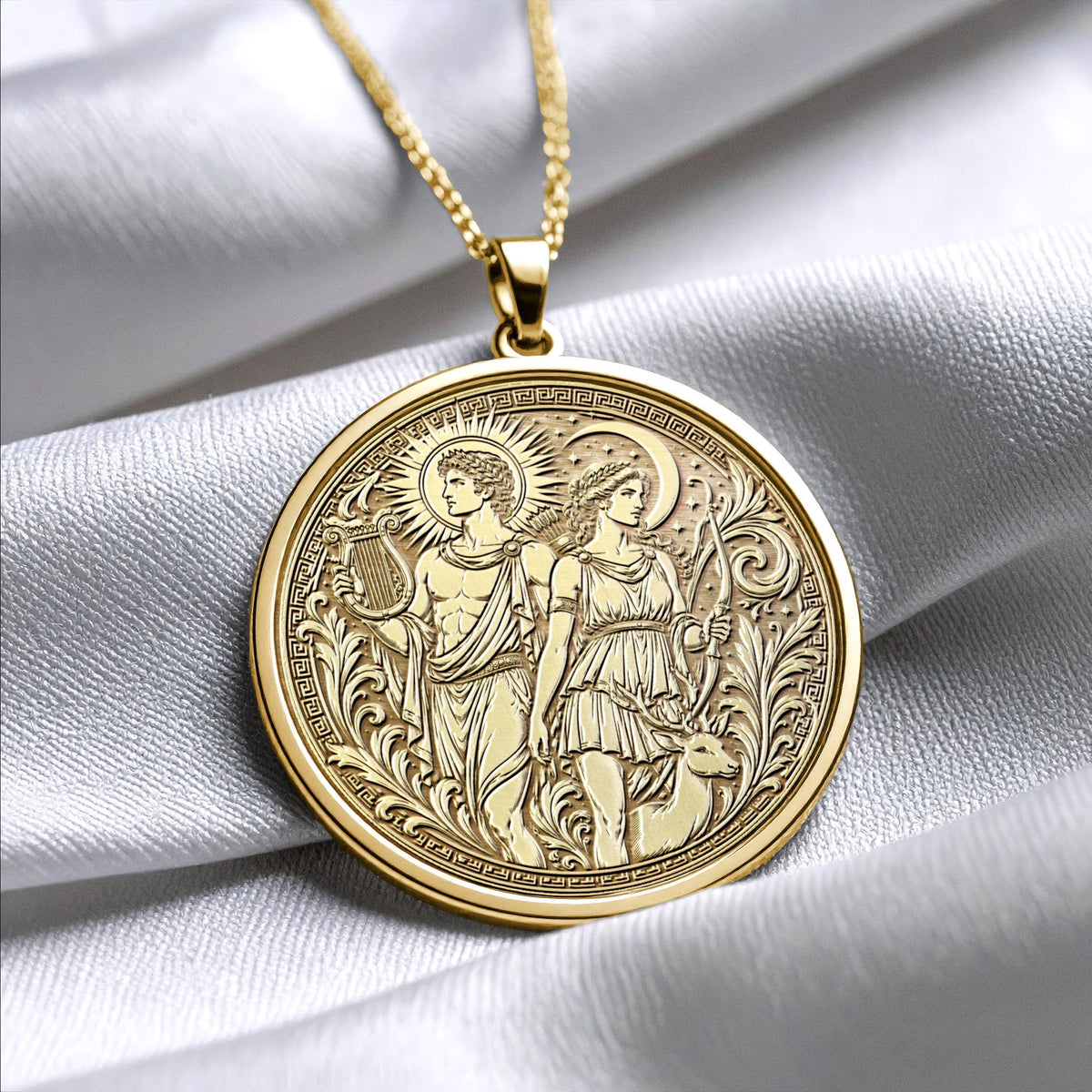 Apollo and Artemis Pendant Necklace – Sun, Moon and Divine Balance