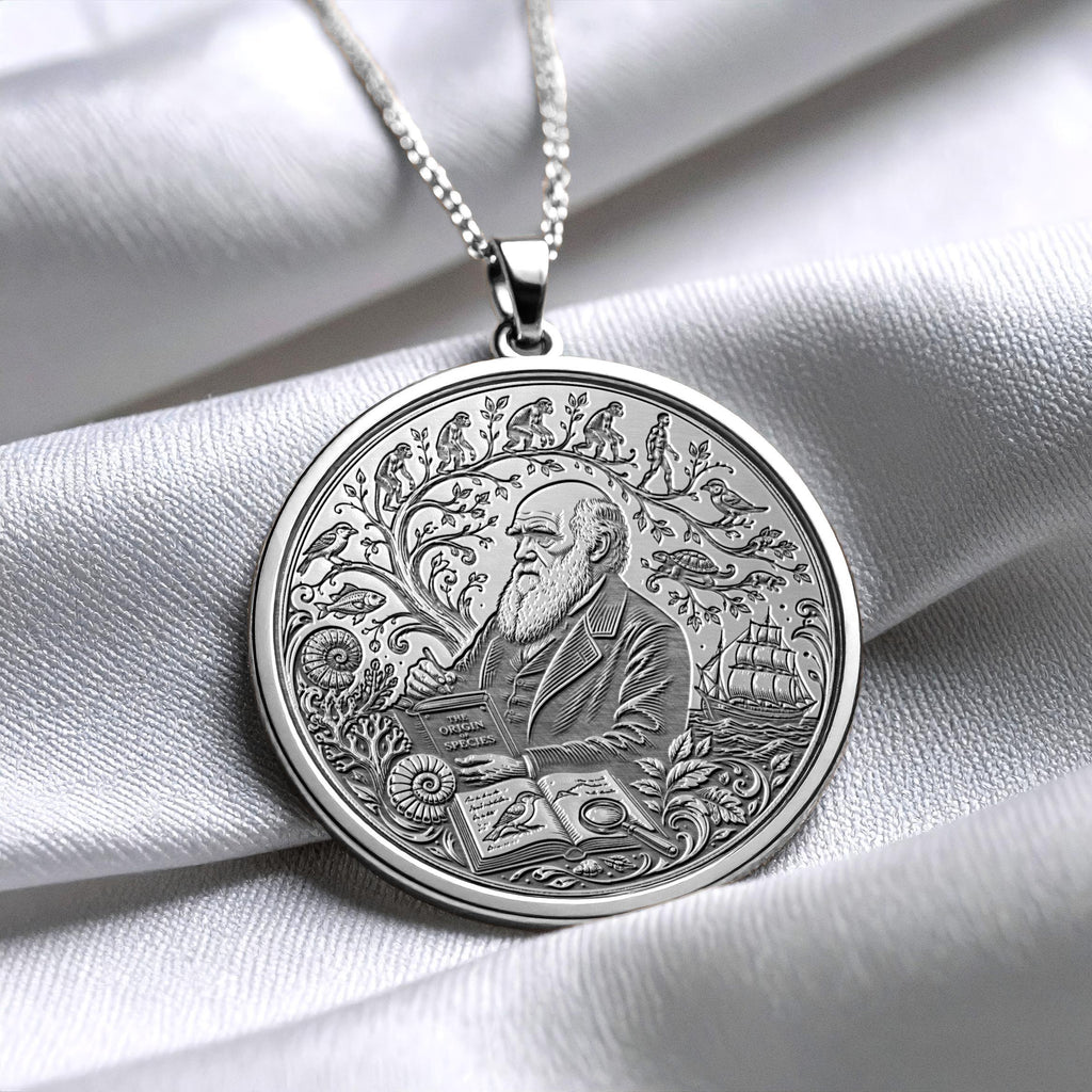 Charles Darwin Evolution Pendant Necklace – Knowledge, Curiosity & Human Evolution