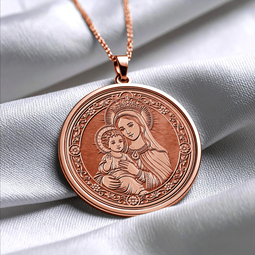 Virgin Mary and Baby Jesus Pendant Necklace – Faith, Love & Divine Protection