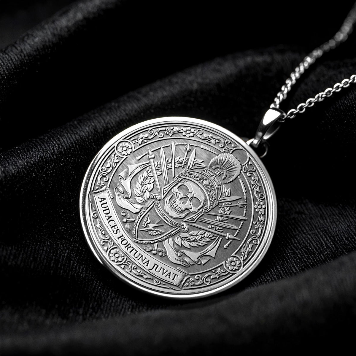 Audaces Fortuna Juvat Pendant Necklace – Courage, Fortune & Fearless Spirit