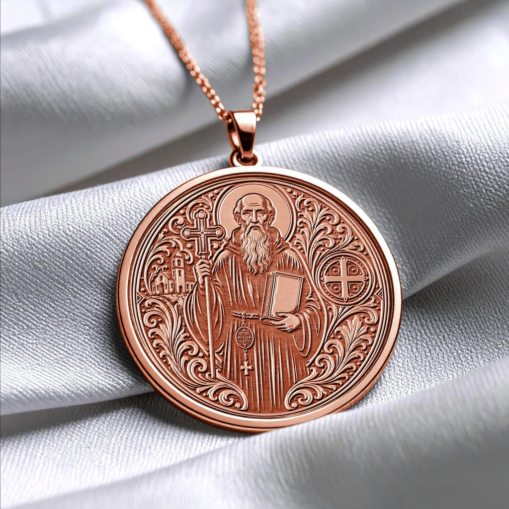 Saint Benedict Pendant Necklace – Divine Protection, Peace & Sacred Faith