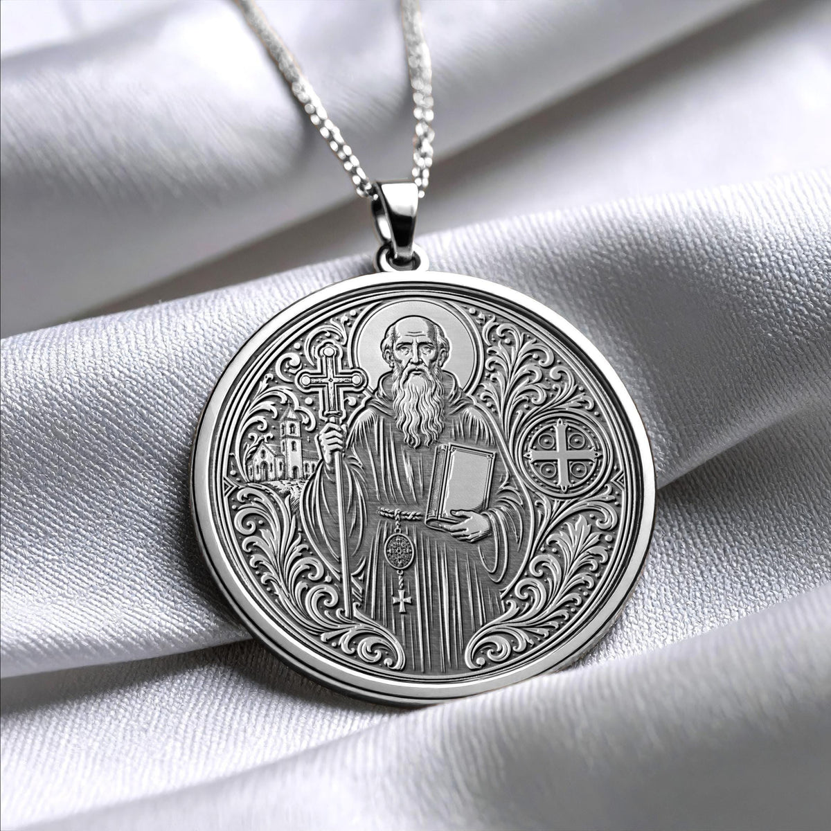 Saint Benedict Pendant Necklace – Divine Protection, Peace & Sacred Faith